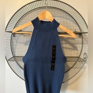 Sexy sweater tank in deep ocean blue color